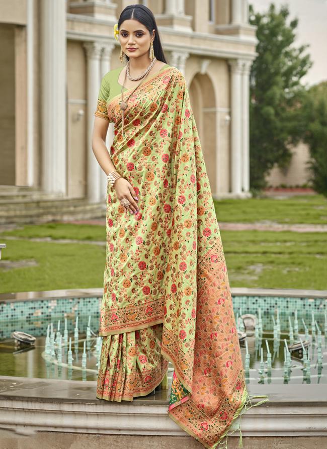 Silk Mint Festival Wear Printed Saree